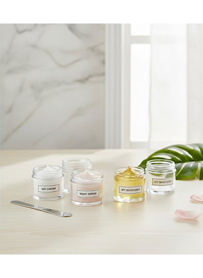 علب شفافة للتخزين، علب اكريلك دائرية لتخزين المكياج و مستحضرات التجميل، عدد 5 حبات من العلب الحافظة، حاويات صغيرة الحجم مع اغطية، برطمانات شفافة منظمة الشكل و مستديرة، علب شفافة مناسبة للسفر و تقسيم الكريمات و تنظيم منتجات التجميل، علبة اكرلك فارغة ، 4*3سم. - Image 3